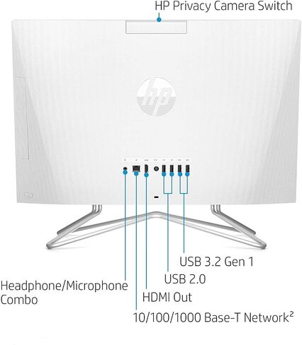 HP 21.5" FHD All-in-One Desktop Anti-Glare Intel Celeron J4025 2.0 GHz up to 2.9 GHz 4 GB DDR4 RAM 128 GB SSD Intel UHD Graphics 600 Windows 11 Home, White (Renewed) in Kuwait