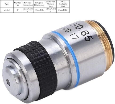 Fafeicy Achromatic Microscope Objective High Refractive Index Achromatic Objective Lens Wide Field of View for Microscope (S40/0.65) in Kuwait