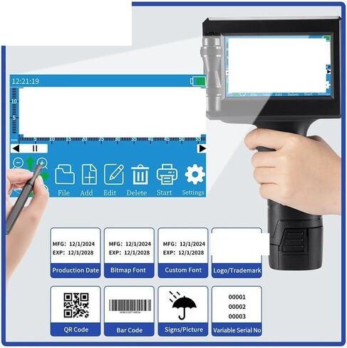 12.7mm Image Picture QR Code Serial Number Portable Mask Online Printer Hand Jet Handheld Thermal Inkjet for Offices and Factories(Printer) in Kuwait