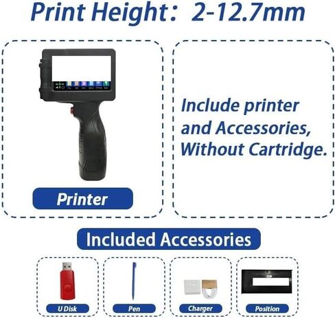 12.7mm Portable Printer Handheld Inkjet Without Ink Text QR Barcode Batch Number Date Label for Offices and Factories in Kuwait