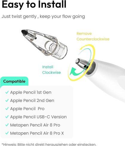 Metapen Air-Flex Tips Softer Tips 2 Pack for Apple Pencil, Quieter iPad Pencil Pro Nibs for Apple Pen 1st/2nd Gen/USB C, No Screen Damage, iPencil Tips for Smooth, Precise Writing on iPad Pro/Air/Mini in Kuwait