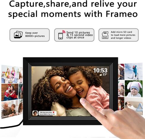 FRAMEO Digital Picture Frame- 10.1inch Digital Photo Frame with 1080 IPS Touch Screen HD Disply,Built-in 32GB Storage,Wall-Mounted,Digital Frame Share Photos and Videos via FRAMEO App in Kuwait
