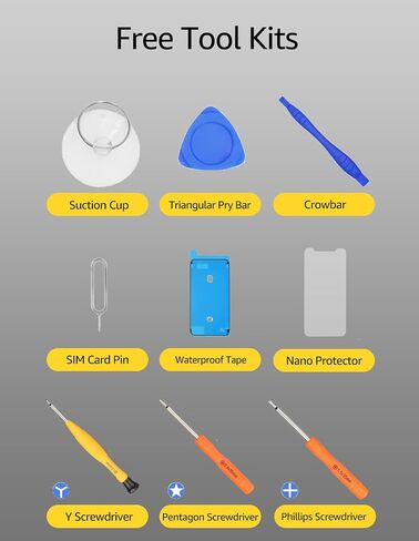 Ayake for iPhone 11 Screen Replacement, 6.1-inch LCD Display Full HD and Touch Digitizer Assembly True Tone Programmable Face ID Remains with Tool Kits, for Model A2111, A2223, A2221 (Pack of 2) in Kuwait