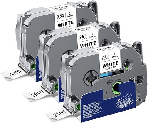 10-Pack TZ Tape 24mm 0.94" Laminated White in Kuwait