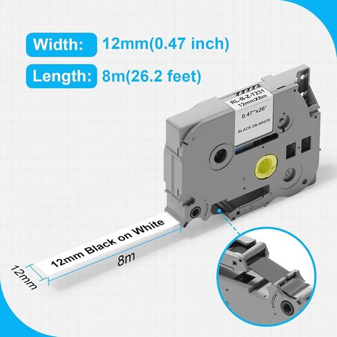 TZe-231 Compatible Lable Tape 12mm 0.47 Laminated White for Brother P-Touch in Saudi Arabia