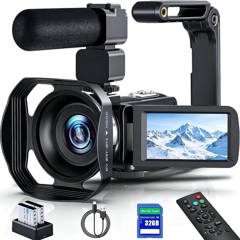 8K 64MP Video Camera Camcorder IR Night Vision Vlogging Camera 18X Zoom WiFi Digital Camera for YouTube 3.0'' Touch Screen Camcorder with 32GB SD Card, 2 Batteries, Remote Control, Mic and Stabilizer in Kuwait