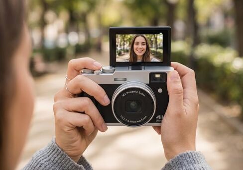 4K Vlogging Camera, 48MP, 16X Zoom, 2.8" Flip Screen, Black in Kuwait