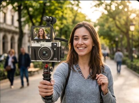 4K Vlogging Camera, 48MP, 16X Zoom, 2.8" Flip Screen, Black in Kuwait