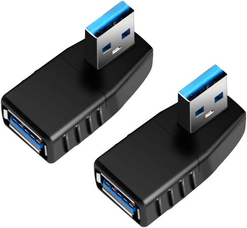Oxsubor USB 3.0 Adapter 90 Degree Male to Female Coupler Connector Plug Left Angle（2pcs in Kuwait