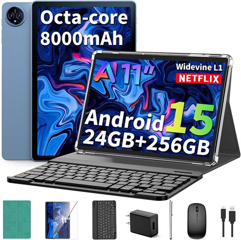 2026 11 Inch Tablet with Keyboard, Android 15 Tablet with Gemini AI(Black) in Kuwait