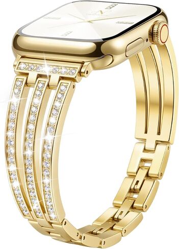 Newlibery Women Gold Bling Metal Bracelet Band for Apple Watch in Kuwait