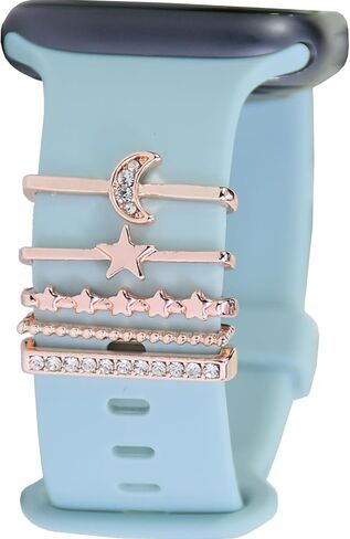 Watch Band Charms - Decorative Rings Loops Compatible with Apple Watch Silicone Leather Bands - Metal Diamond Charms Slide Strap Accessories for Women's 49mm, 45mm, 44mm, 42mm, 41mm, 40mm in Kuwait