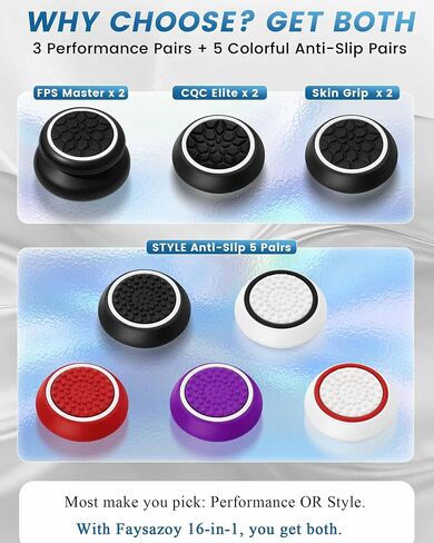 16-in-1 Performance Thumb Grips Joystick Caps for PS5/4/Xbox/Switch Pro in Kuwait