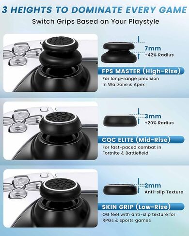 16-in-1 Performance Thumb Grips Joystick Caps for PS5/4/Xbox/Switch Pro in Kuwait