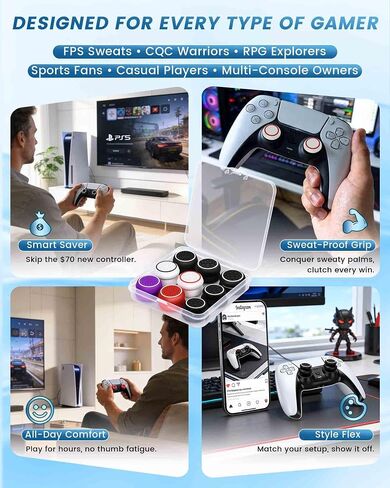 16-in-1 Performance Thumb Grips Joystick Caps for PS5/4/Xbox/Switch Pro in Kuwait