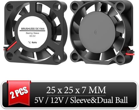 2 Pieces DC 5V 12V 24V 25mm 2507 Fan 25x25x7mm Cooling Radiator Heatsinks in Kuwait