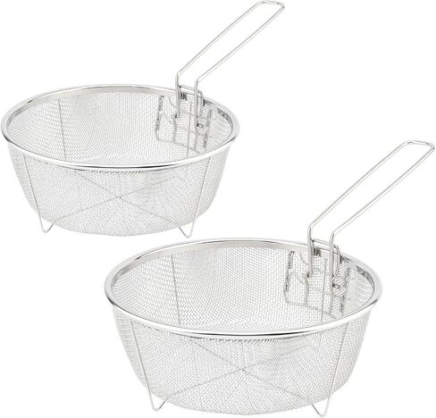 2 pcs 7.8/9 Inch Stainless Steel Deep Fry Basket with Detachable Handle for Frying, Serving Food - Multifunctional Fryer Basket in Saudi Arabia
