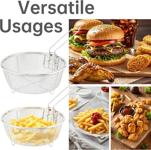 2 pcs 7.8/9 Inch Stainless Steel Deep Fry Basket with Detachable Handle for Frying, Serving Food - Multifunctional Fryer Basket in Saudi Arabia
