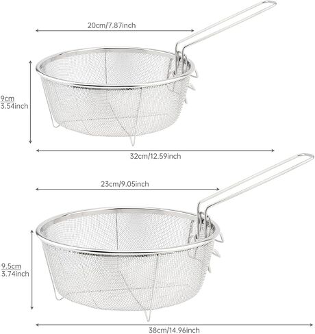 2 pcs 7.8/9 Inch Stainless Steel Deep Fry Basket with Detachable Handle for Frying, Serving Food - Multifunctional Fryer Basket in Saudi Arabia