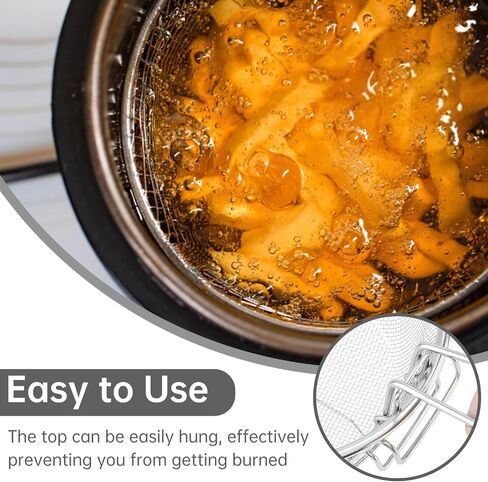 2 pcs 7.8/9 Inch Stainless Steel Deep Fry Basket with Detachable Handle for Frying, Serving Food - Multifunctional Fryer Basket in Saudi Arabia