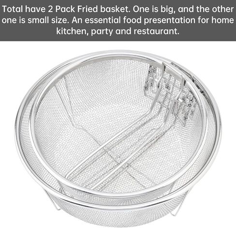 2 pcs 7.8/9 Inch Stainless Steel Deep Fry Basket with Detachable Handle for Frying, Serving Food - Multifunctional Fryer Basket in Saudi Arabia