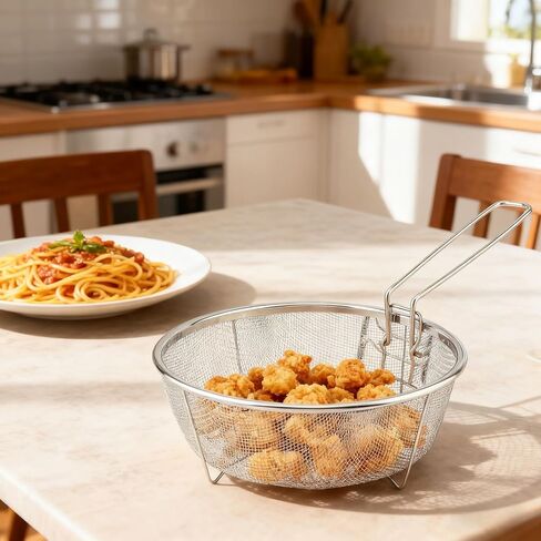 2 pcs 7.8/9 Inch Stainless Steel Deep Fry Basket with Detachable Handle for Frying, Serving Food - Multifunctional Fryer Basket in Saudi Arabia