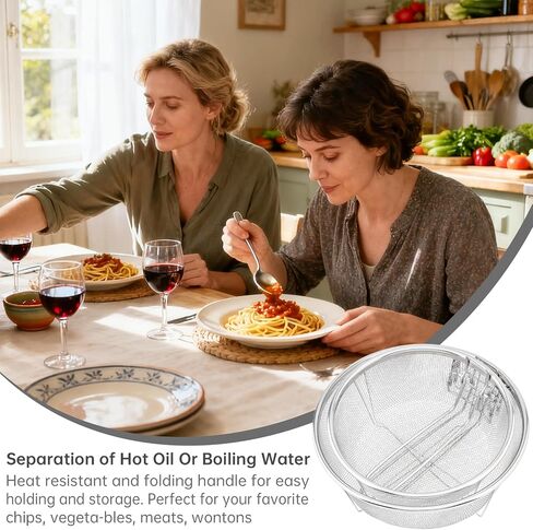 2 pcs 7.8/9 Inch Stainless Steel Deep Fry Basket with Detachable Handle for Frying, Serving Food - Multifunctional Fryer Basket in Saudi Arabia