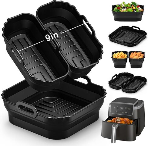 Collapsible 9 Inch Air Fryer Silicone Liners for Ninja AF141 5QT AF181 in Kuwait