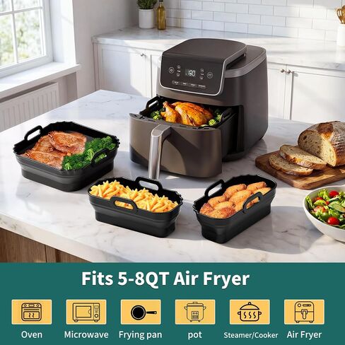 Collapsible 9 Inch Air Fryer Silicone Liners for Ninja AF141 5QT AF181 in Kuwait