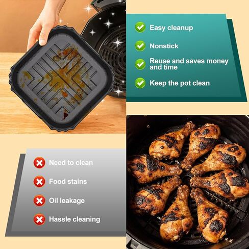 Collapsible 9 Inch Air Fryer Silicone Liners for Ninja AF141 5QT AF181 in Kuwait