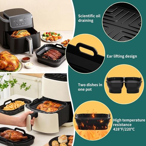 Collapsible 9 Inch Air Fryer Silicone Liners for Ninja AF141 5QT AF181 in Kuwait
