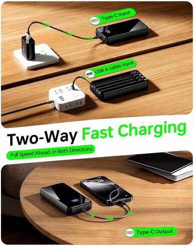 YILANS Portable Charger 50000mAh, 22.5W Power Bank with Built-in 4 Cables in Kuwait