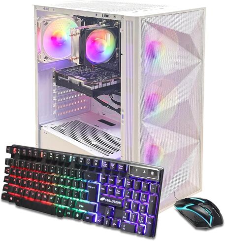 STGAubron Gaming PC Bundle with 24 Inch FHD LED Monitor- Intel Core i7 up to 3.9G, GeForce RTX 3050 6G, 32GB RAM, 512GB SSD, RGB Fan x 4, Windows 11 Home in Saudi Arabia