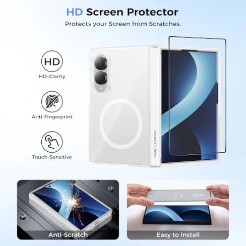 BENKS for Samsung Galaxy Z Fold 8 Case with Hinge Protection, Clear Magnetic Back Cover & Front Frame, Screen Protector & MagSafe Stand in Saudi Arabia