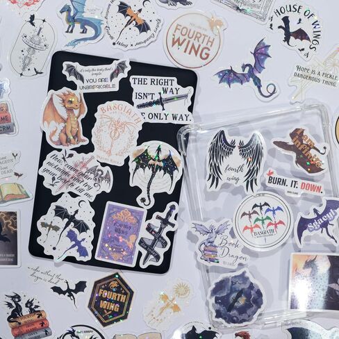 BAMAYSELF 120Pcs Fourth Cartoon Wing Stickers Pack, Cool Dragon Rider Holographic Stickers Waterproof Vinyl Glitter Stickers Decal for Teen Adult Girl Water Bottle Skateboard Notebook Phone in Kuwait