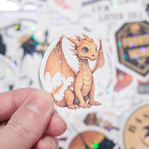 BAMAYSELF 120Pcs Fourth Cartoon Wing Stickers Pack, Cool Dragon Rider Holographic Stickers Waterproof Vinyl Glitter Stickers Decal for Teen Adult Girl Water Bottle Skateboard Notebook Phone in Kuwait