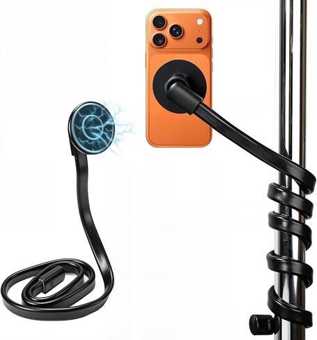 Magnetic Flexible Gooseneck Phone Holder, 35-Inch Portable Long Arm Phone Mount, Compatible with MagSafe, for Gym Treadmill, Spin Bike, Stroller, Shopping Cart, Wheelchair, Desk & Chair and More in Kuwait