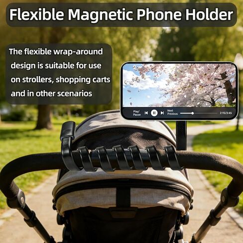 Magnetic Flexible Gooseneck Phone Holder, 35-Inch Portable Long Arm Phone Mount, Compatible with MagSafe, for Gym Treadmill, Spin Bike, Stroller, Shopping Cart, Wheelchair, Desk & Chair and More in Kuwait