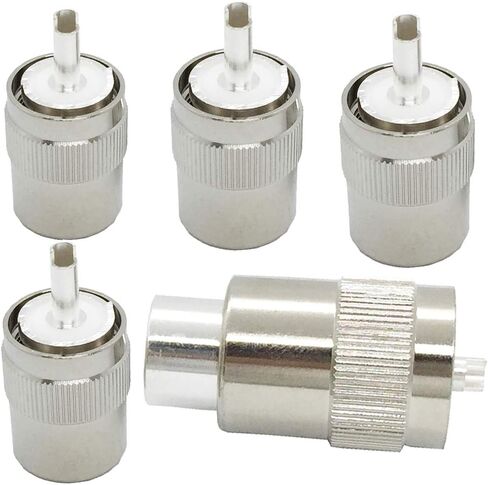 UHF PL-259 PL259 Male-Plug Solder Connector Adapter Connector Silver/Teflon for RG8 RG214 RG213 9913 LMR400 Type Cable Compatiable with CB Ham Radio Antenna Pack of 5 in Kuwait