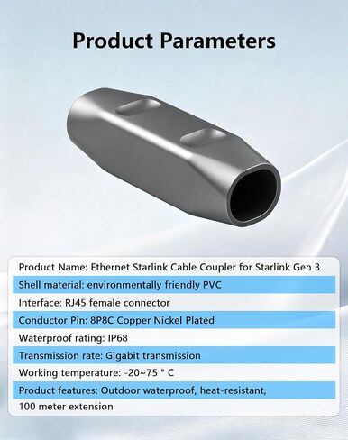 CERRXIAN Ethernet Starlink Cable Coupler for Starlink Gen 3, IP68 Waterproof Extension to RJ45 Cable Compatible for Starlink Ethernet Adapter Gen 3/Mini Dish and Router Support Cat7/6/5e/5 in Kuwait