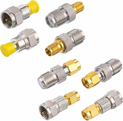 8 Pcs F Type to SMA Coax Adapter Kit Male/Female Connector Gold Plated for Ham Radio Antenna CB Radio Walkie Talkie WiFi Router in Kuwait