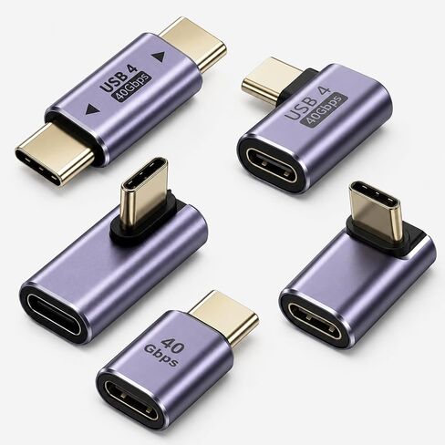 5 Pack 5 Style USB C Right Angle Adapter, 90 Degree USB C Male to Female Adapters Right Angle Type-C Adapter Extender for Notebook Computers, Tablet and Mobile Phones 40Gbps 100W PD in Kuwait