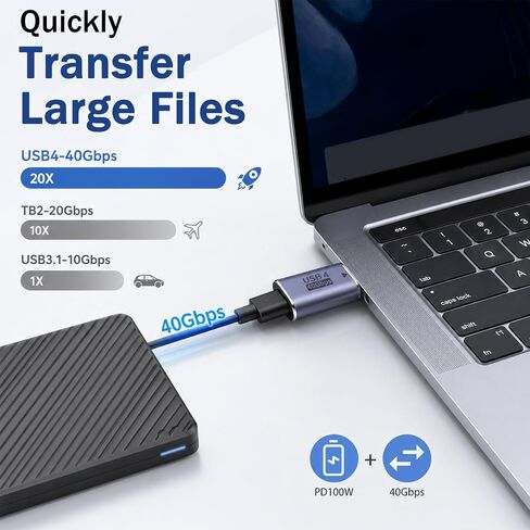 5 Pack 5 Style USB C Right Angle Adapter, 90 Degree USB C Male to Female Adapters Right Angle Type-C Adapter Extender for Notebook Computers, Tablet and Mobile Phones 40Gbps 100W PD in Kuwait