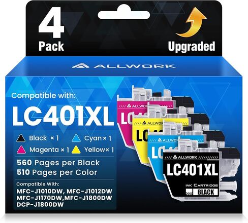 LC401XL LC401 Ink Cartridges Compatible for Brother MFC-J1010DW 4-Pack in Saudi Arabia