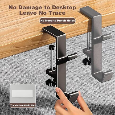 Headphone Stand - Aluminum Alloy Headphone Holder, Under Headset Stand for Desk Fit for PC Gaming Headset Hanger Hook Suitable for Office, Computer, Student Class Desk, Handmade Creator Table (Sliver) in Kuwait