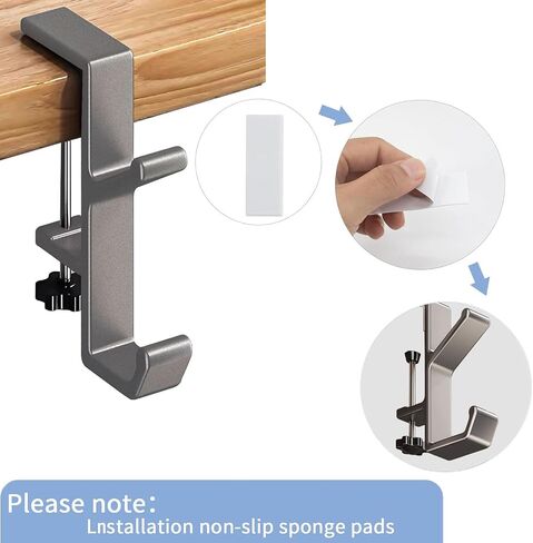 Headphone Stand - Aluminum Alloy Headphone Holder, Under Headset Stand for Desk Fit for PC Gaming Headset Hanger Hook Suitable for Office, Computer, Student Class Desk, Handmade Creator Table (Sliver) in Kuwait
