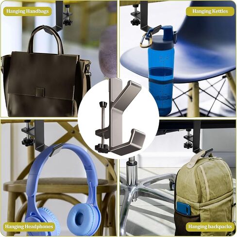 Headphone Stand - Aluminum Alloy Headphone Holder, Under Headset Stand for Desk Fit for PC Gaming Headset Hanger Hook Suitable for Office, Computer, Student Class Desk, Handmade Creator Table (Sliver) in Kuwait