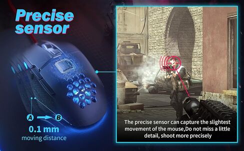CYD C309 Wired Gaming Mouse, RGB Gaming Mouse with Side Buttons, High-Precision Adjustable 12800 DPI, Adjustable Weights, 6 Programmable Buttons, Gaming Mice Ergonomic Computer Mouse (C303-12800 DPI) in Saudi Arabia