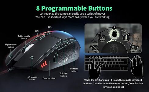 CYD C309 Wired Gaming Mouse, RGB Gaming Mouse with Side Buttons, High-Precision Adjustable 12800 DPI, Adjustable Weights, 6 Programmable Buttons, Gaming Mice Ergonomic Computer Mouse (C303-12800 DPI) in Saudi Arabia