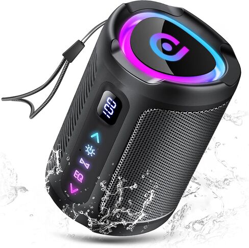 aowoka Bluetooth Speaker, 2026 Portable Wireless Speakers with Led Light, Bluetooth 5.4, 15H Playtime, Enhanced Bass, IPX7 Waterproof, Outdoor Speaker for Travel, Sport, Party, Biking. in Kuwait